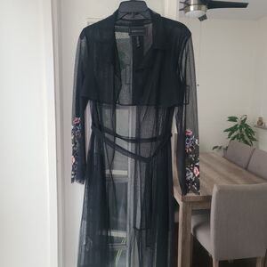 BCBGMaxAzria Sheer Black Labeled Trench